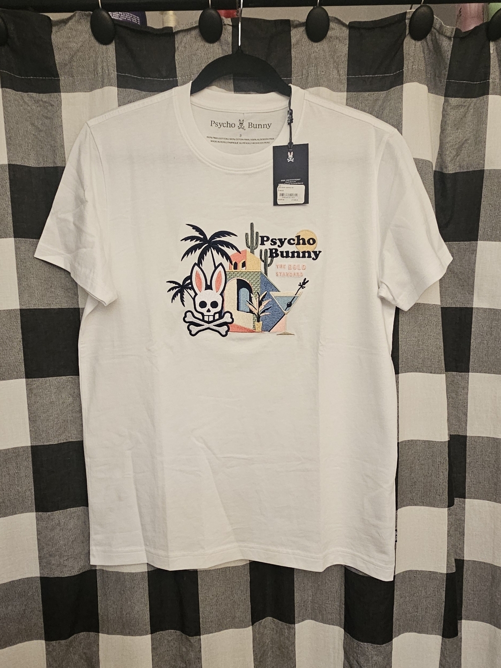 Psycho Bunny Men’s White Graphic Logo T‑Shirt